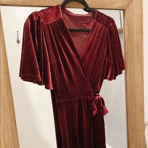 Velvet maroon wrap dress